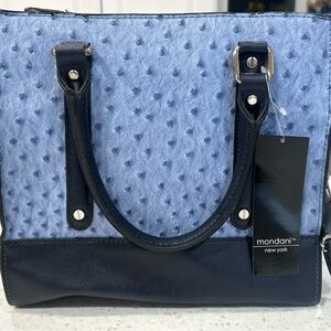 Mondani New York Textured Blue and Black Tote
